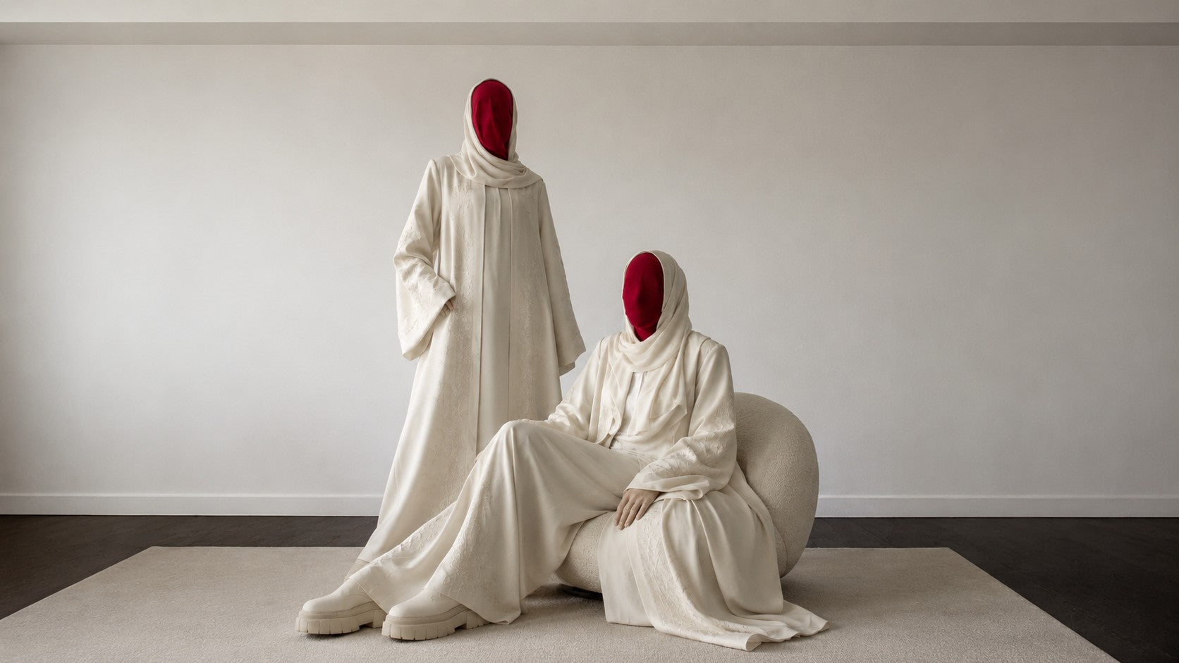 Two Zenya looks in cream, styled together